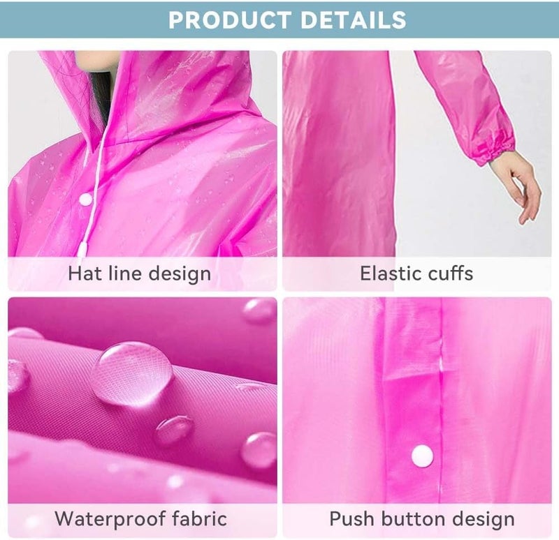 Bukela Raincoat Rain Poncho for Adults, 1 Pack EVA Rain Poncho for Women and Men Reusable Raincoat Jacket Packable for Family Fishing/Travel/Emergency/with Hood and Elastic Sleeving - Image 2